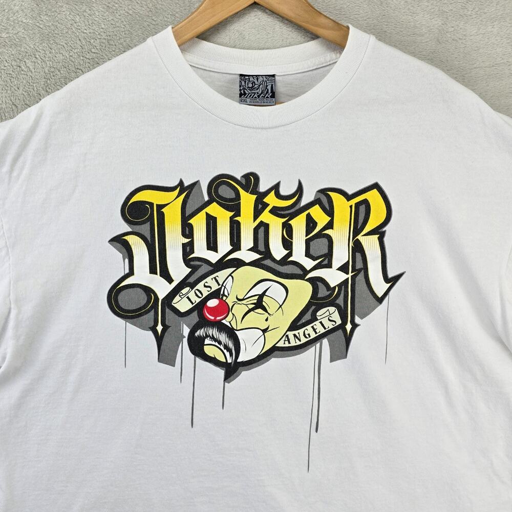 Vintage Joker Brand Lost Angels Shirt Mens XXL White Y2K Chicano Cholo Pachuco